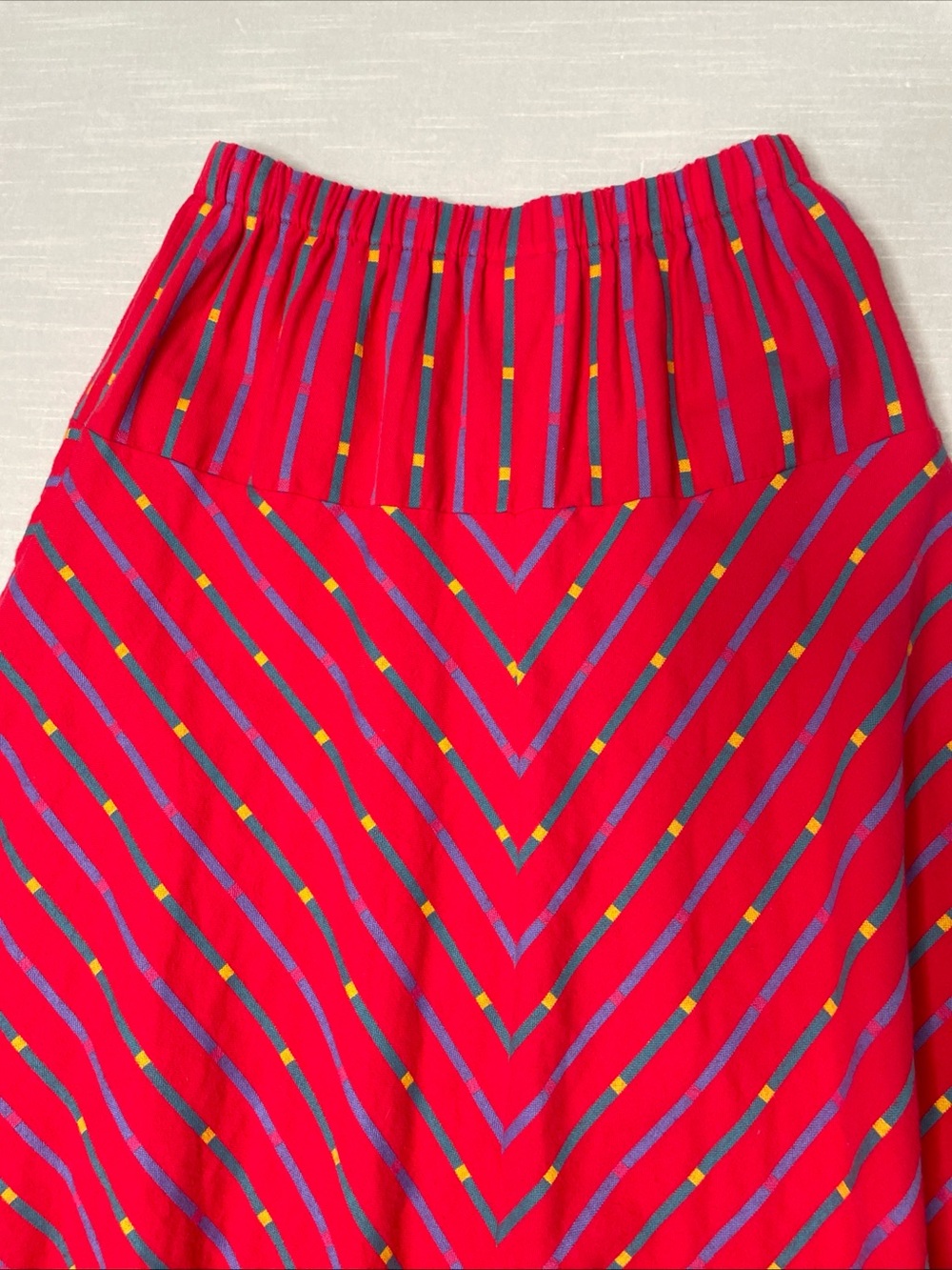 Gudrun Sjoden Red Colorful A-Line Skirt Cotton Pull on Size Small Elastic Waist - Picture 9 of 9